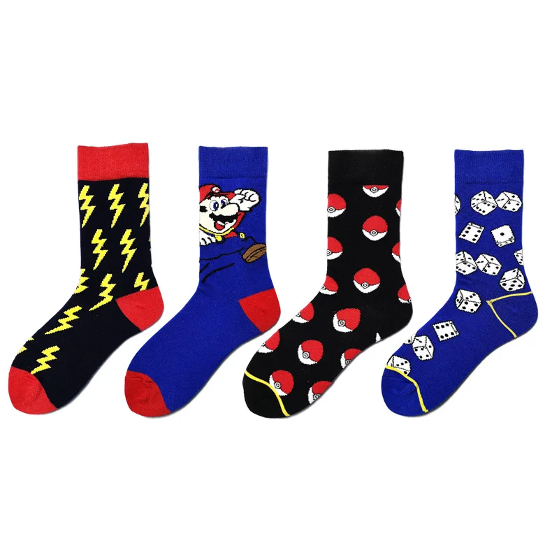 

Cartoon Super Marie cute Running sock blue green Cotton spring autumn Casual soft Comfortable novelty party calcetines algodon