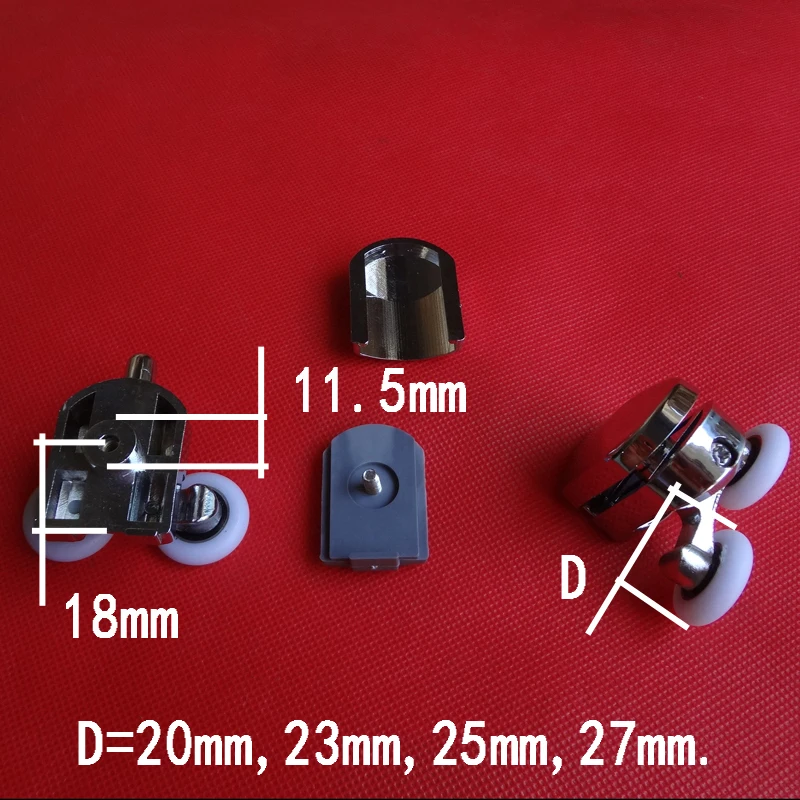 Набор из 4 шт. легированных материалов для душевых комнат двойной поворотный ролик/бегуны/колеса/шкивы диаметр 20 мм/23 мм/25 мм/27 мм. 4 шт./партия