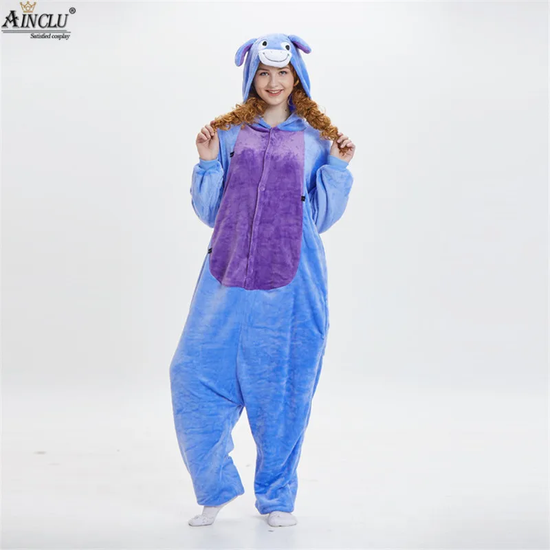 Ainclu Eeyore Пижама с ослом цельная Пижама костюмы животных костюмы для взрослых фланелевые Мультяшные животные Новые комбинезоны костюм пижамы