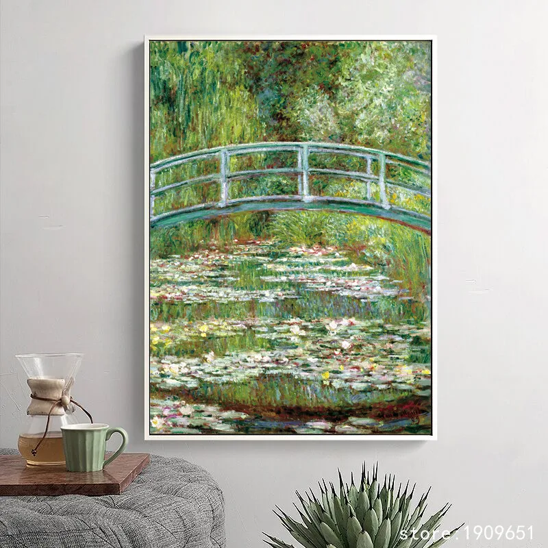 Хлопковая картина без рамки Monet's Водяные лилии мост пейзаж холст печать