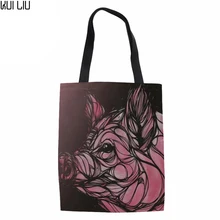 Женская большая сверхмощная хозяйственная сумка-тоут, дамская сумка с принтом поросенка для влюбленных, сумки с ручками для женщин, Kawaii, рециркулирующая сумка для эко-магазина