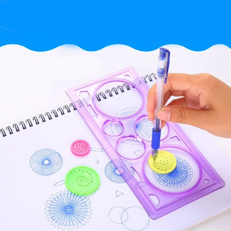 

Students Painting Multi-function Puzzle Spirograph Geometric Ruler Drafting Tools For Children Learning Art Tool Drawing Toys