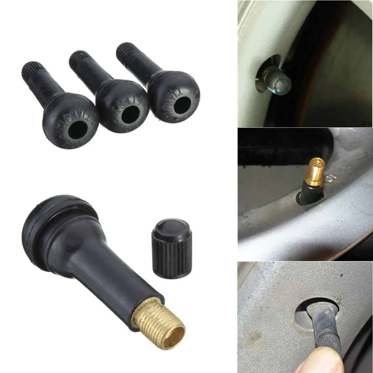 Buy 10PCs TR414 Tubeless Car Bike Wheel Tire Tyre Rubber Valves With Dust Caps