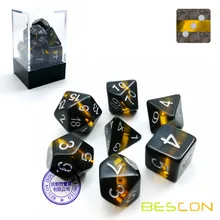 Bescon минеральные камни драгоценные лозы многогранные D& D игральные кости Набор из 7, ролевые игры игральные кости 7 шт. набор янтаря