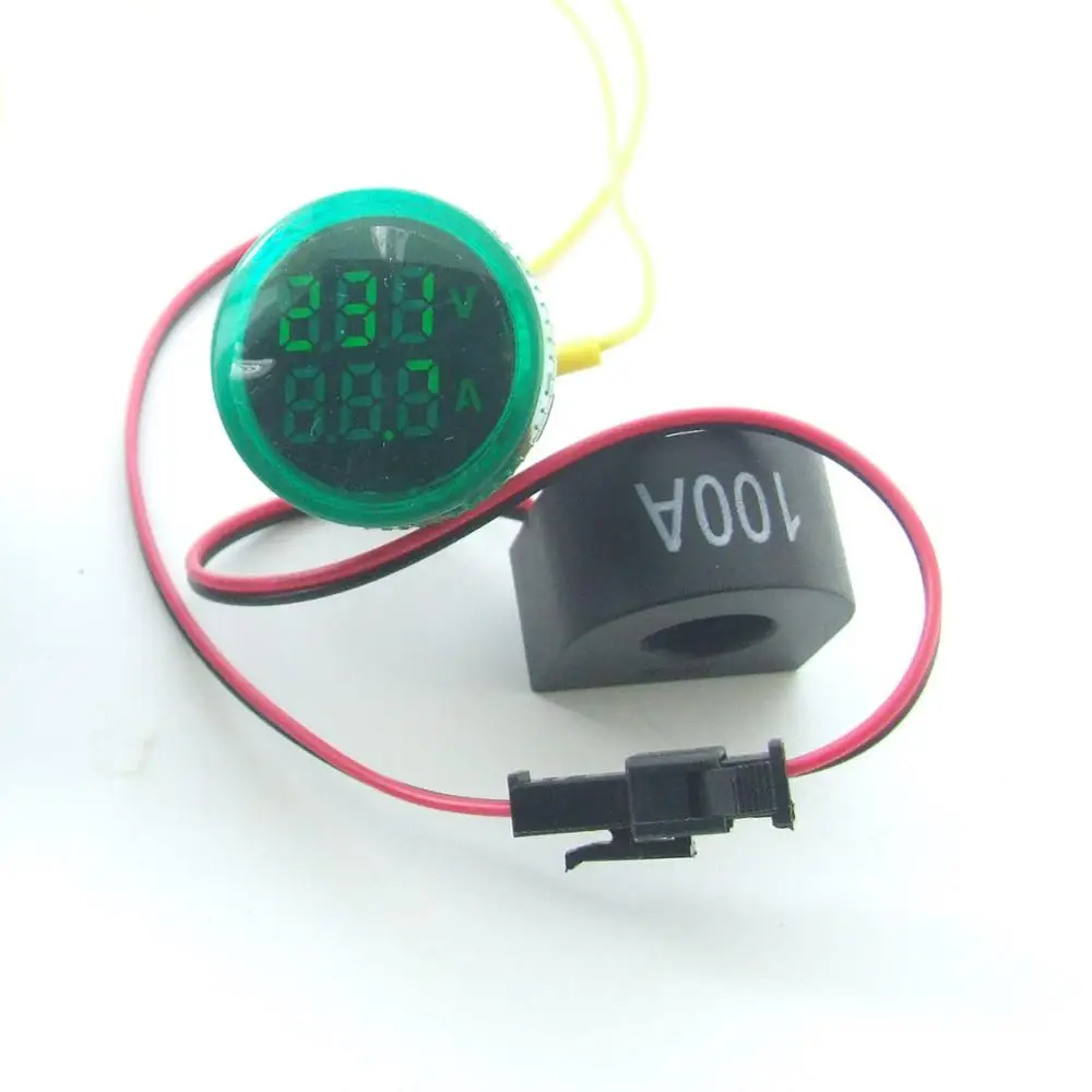 

1Pc AD136-VAM AC 24V-500V LED Digital Display Voltmeter&Current Combined Indicator Light 22MM Signal Lamp with Mutual inductor