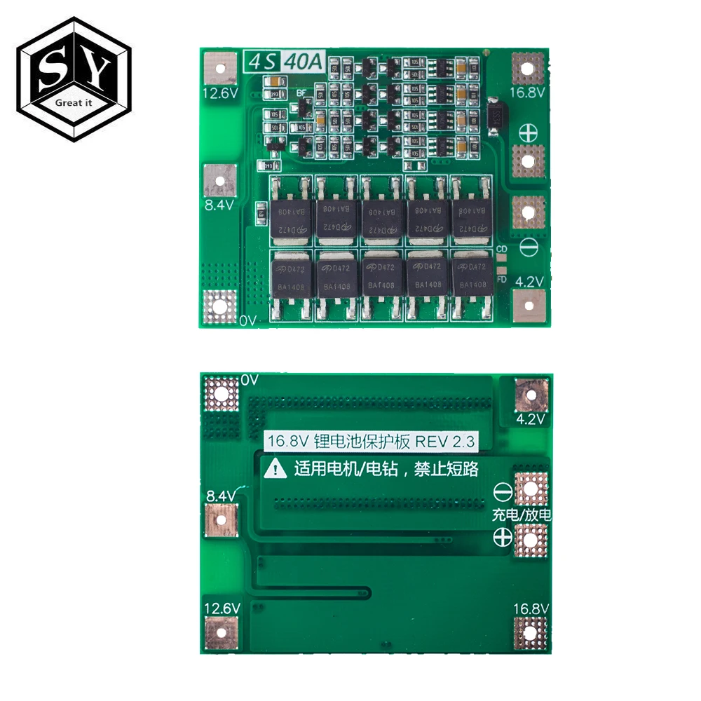 3 S/4S 40A 60A литий-ионный аккумулятор Защитная плата 18650 BMS для электродвигателя 11,1 V 12,6 V/14,8 V 16,8 V