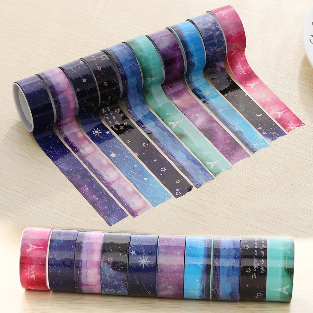 

Random Color!! 10Pc/Set 2M Starry Sky Washi Diy Decor Scrapbooking Sticker Masking Tape Adhesive