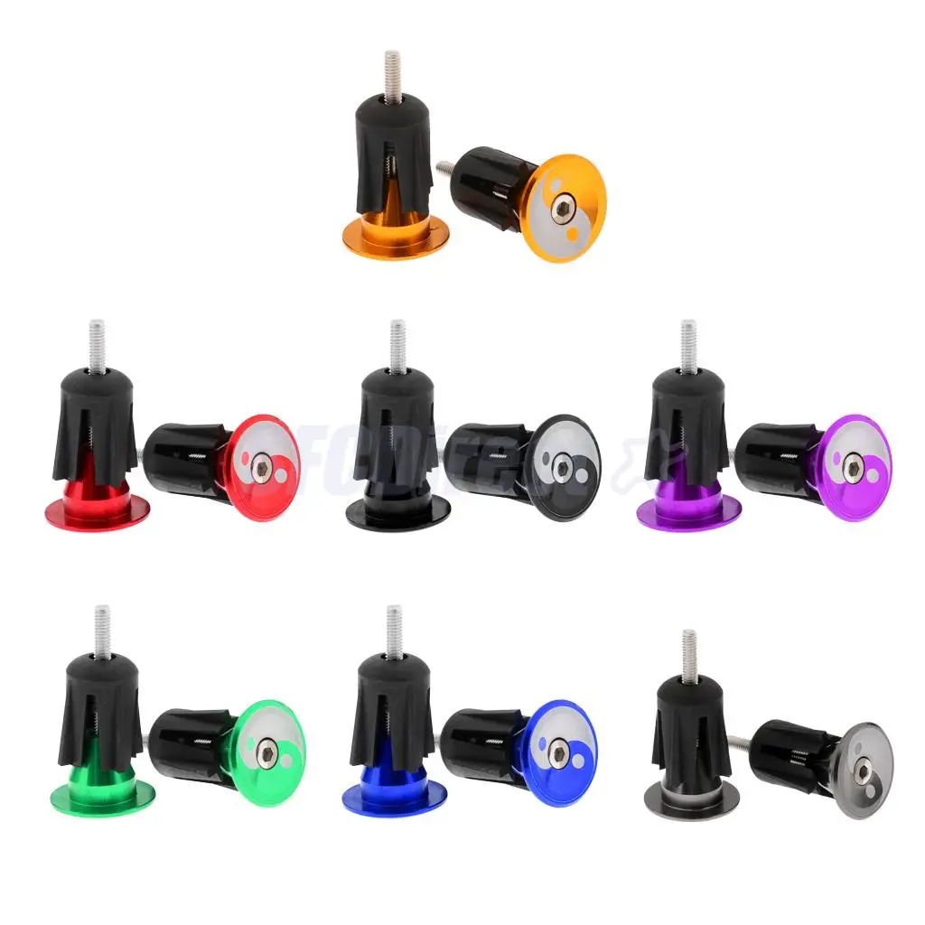 1 Pair Aluminum Alloy Bike Handlebar End Plugs Mountain Road Bicycle Cycling Handle Bar Grips Caps Stoppers 