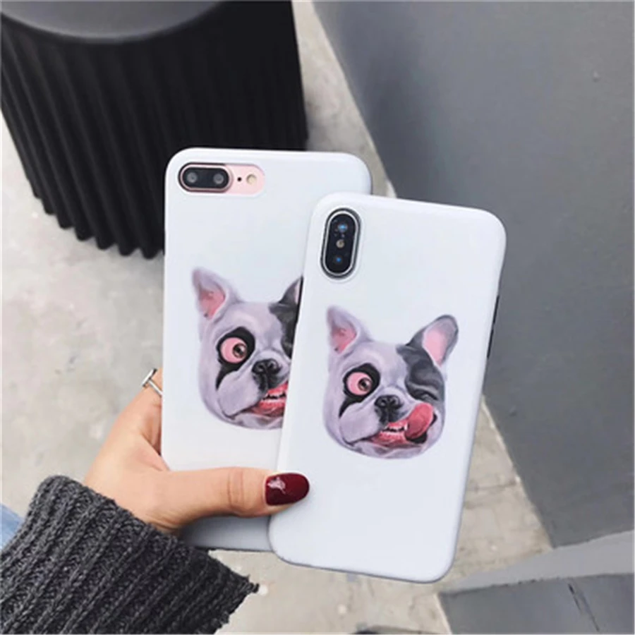 

Simple Cartoon Dog Phone Cases For iPhone 6 6S Plus Cute Animal Soft Silicon Back Cover For iPhone 7 Plus 8 X Coque Funda