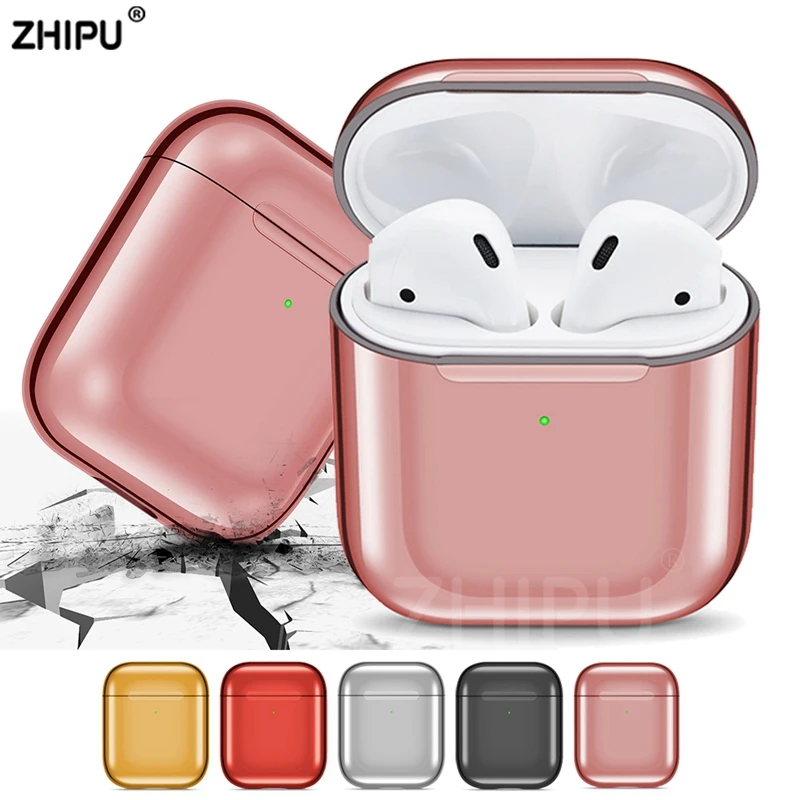 Luxury Protective Cover For Airpods 2 Anti-fingerprint Charging Box Shockproof Case For Apple Air Pods 2 Plating Earphone Cover