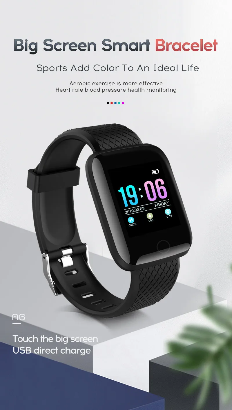 LYKRY A6S Smart Bracelet Fitness Tracker Heart Rate Blood Pressure Monitor Smart Band IP67 Waterproof Sports For Android IOS+Box (2)