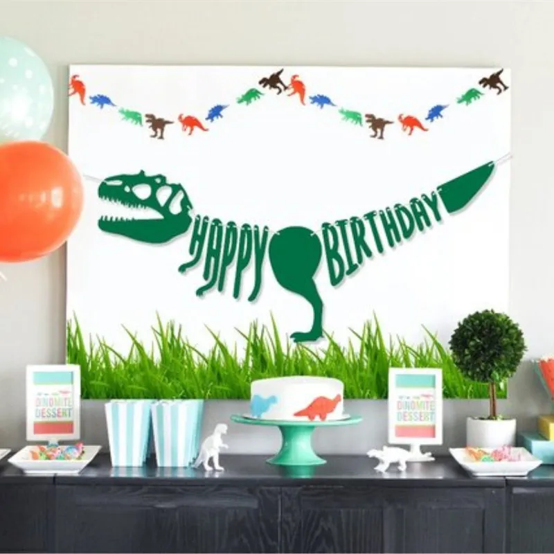 Kuchang декорации с днем рождения детский плакат джунгли вечерние животных баннер на день рождения мультипликационный вечерние Растяжка с фигурками динозавров