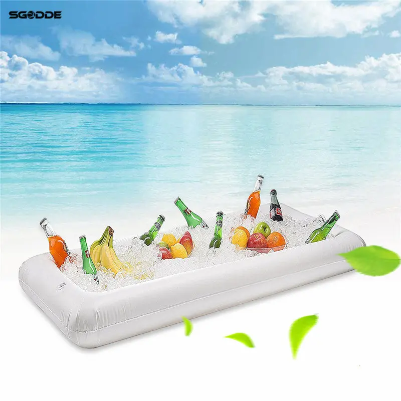 

Inflatable Beer Table Pool Float Summer Water Party Air Mattress Ice Bucket Serving/Salad Bar Tray Food Drink Holder