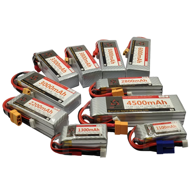 

Batteries 4S 14.8V 1300 1800 2200 2600 3000 3000 3500 3800 5000 6000mAh 60C RC Lipo Battery 4S For RC Drone Car Airplane Boat
