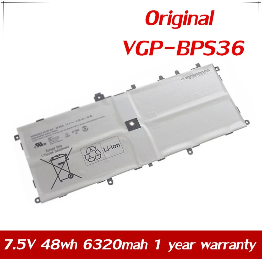 7.5V 48wh 6320mah Genuine VGP BPS36 Battery For Sony for