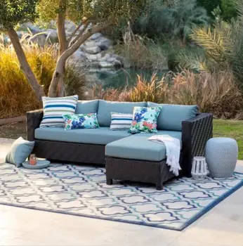 

New arrival all weather patio furniture L sharp sofa rattan couch for sale