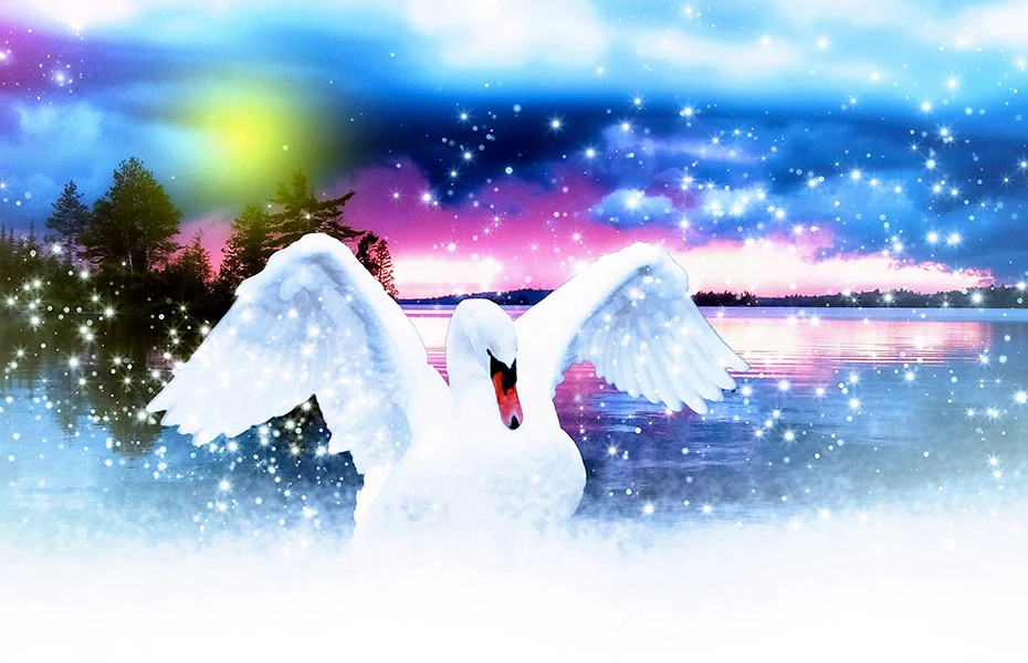 

5D DIY Diamond Painting Colorful Swan Mosaic Rhinestone Cross Stitch Animal Embroidery Paintings Wall Decor