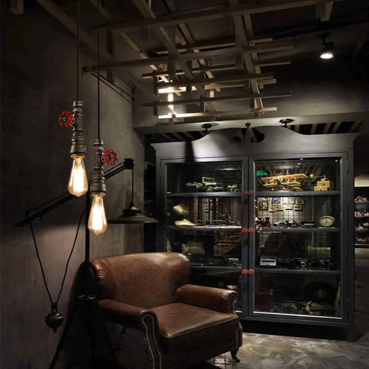 

Iron Ceiling Lamp Retro Vintage Industrial Pendant Tube Hanging Chandelier Light For Retro Home Interiors Restaurants Cafes Bars