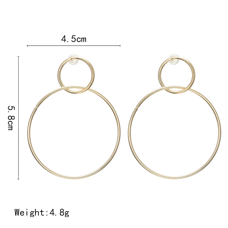 Новые модные серьги обруча для женщин золотого и серебряного цвета круглые серьги двойные круглые серьги в стиле панк EZ39