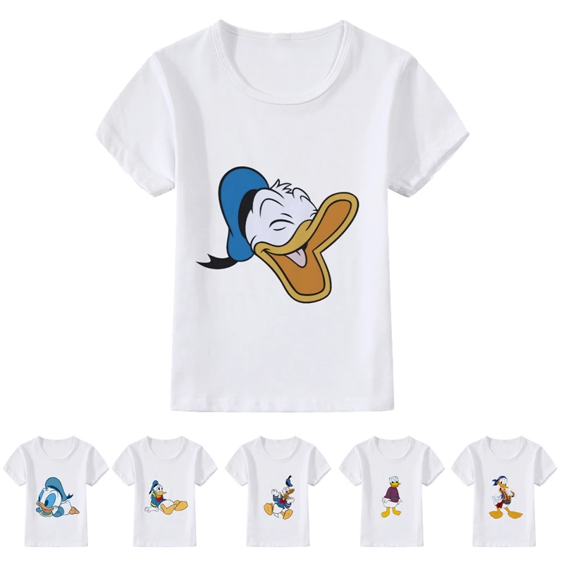 

Cute and funny Cartoon Donald Duck patterns Modal Summer Kidswear, Boy/girl Summer T-shirt Short Sleeve White Kid Clothes