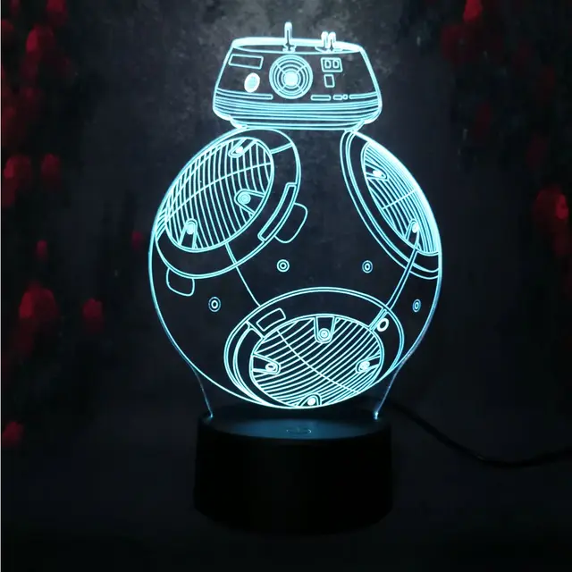 Asmarluxx 3D luz nocturna creativa caliente LED Star War BB9E máquina modelo decoración mesa lámpara de escritorio aplicar bebé sueño Niño estudio de atenuación - Imagen 2