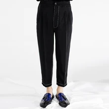 27-44 Мужская одежда GD стилист волос Мода подиума пресс-линия узкие с эластичным поясом лодыжки длина брюки плюс размер костюмы