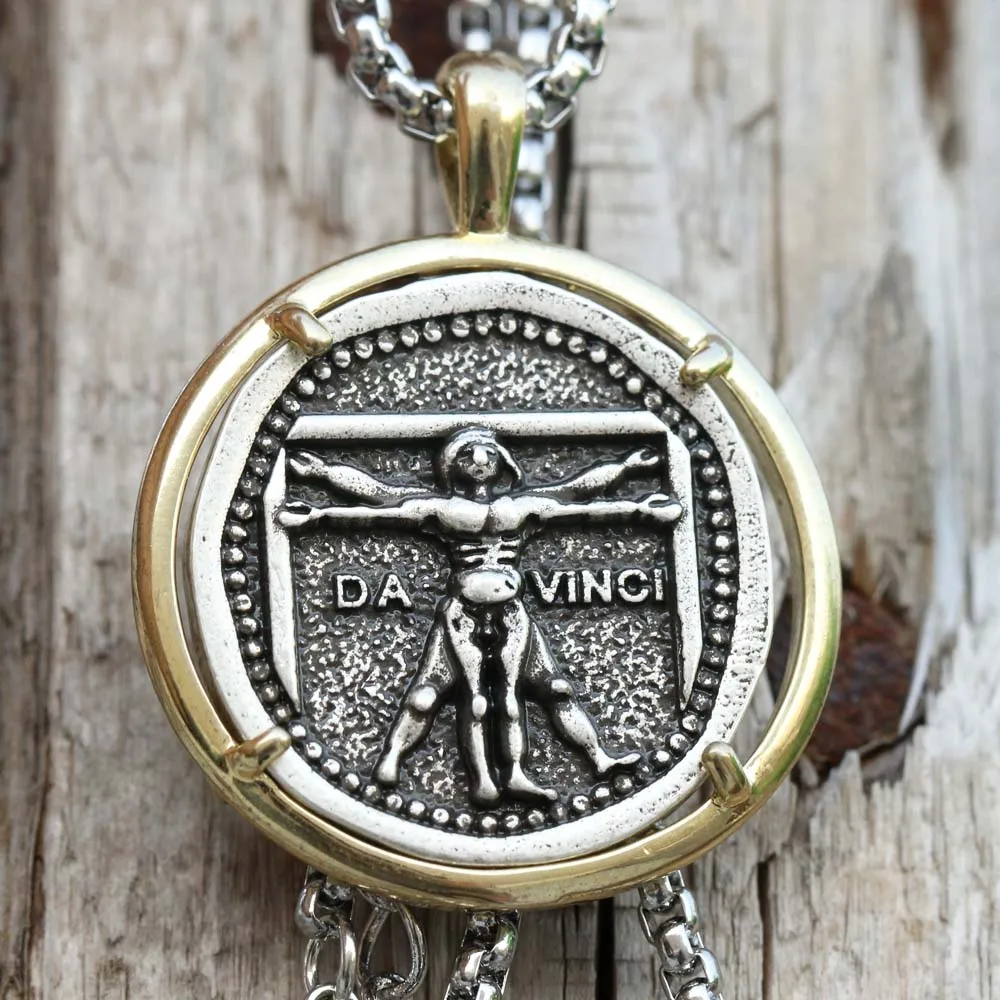 

Vitruvian Necklace Man Psychology Pendant Renaissance Style Da Vinci Science Artist Jewelry Gifts Dropships