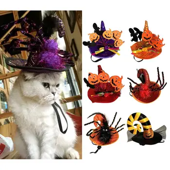 

2018 Hot Sale Halloween Pet Supplies Pet Dog Ornaments Halloween Pet Spider Hat Pumpkin Wizard Transfomation Cap