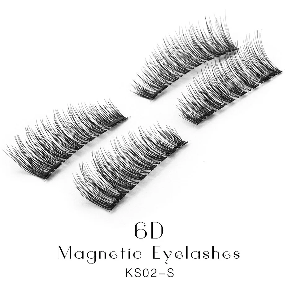 

Shozy 0.2mm Magnetic Lashes 6D Magnet Eyelashes 4 Pcs/1 Pair Fake Eyelashes extension with 2 pieces Magnet-KS02-S
