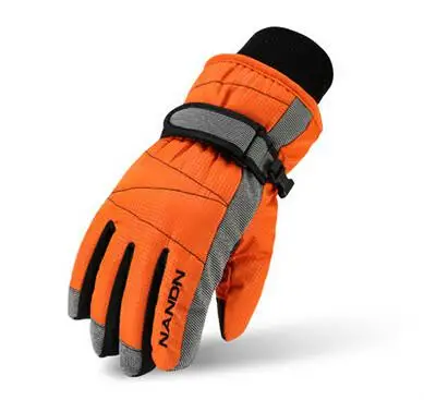 Уличные зимние Семейные лыжные перчатки унисекс, Женские ветрозащитные водонепроницаемые толстые хлопковые перчатки, мужские спортивные лыжные перчатки для сноуборда - Цвет: Kids Orange