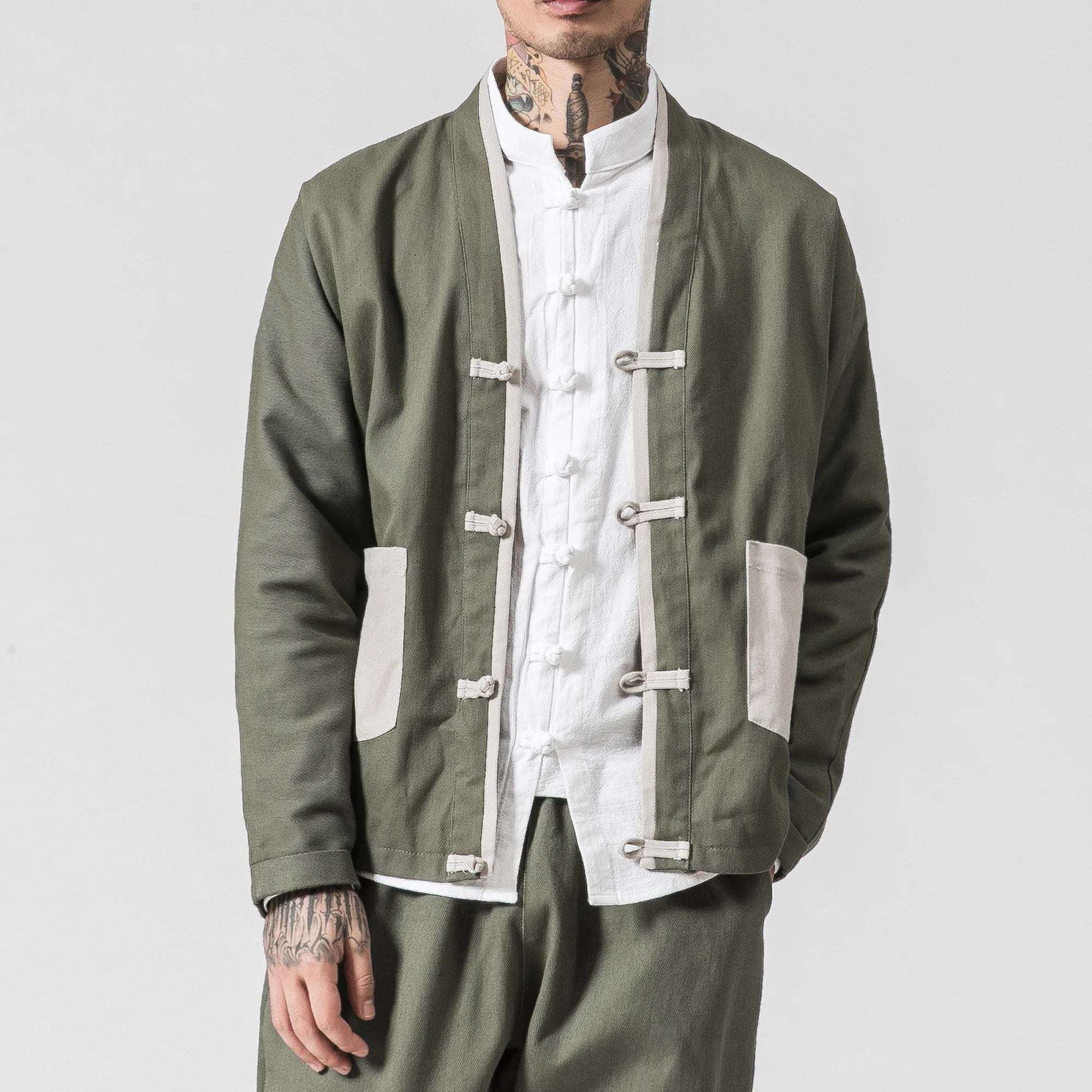 Casual Brown noir Nouveau Hommes Mode Automne Dark Veste Mâle Kung Lâche Green Style Hip Fu Survêtement army Hop Chinois De Manteau Printemps Vêtements uPZikOX