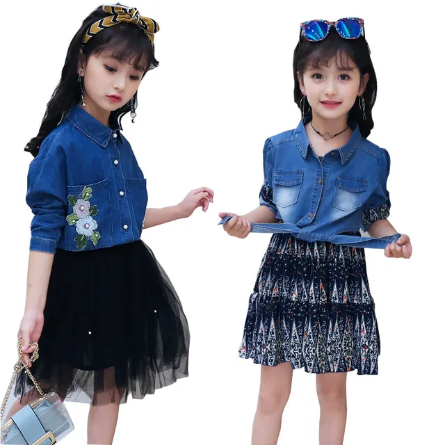 Niños Niñas Ropa set 2018 primavera adolescente moda denim