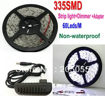 

5M 335SMD 60LED/M Side View Emitting Light Strip non-WaterproofDC12V Side-emitting white+Mini 3 KEY Dimmer Controller+Adapter