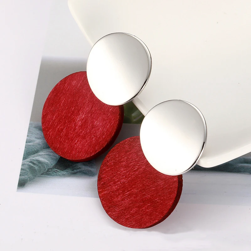 LOVBEAFAS Statement Earrings 2019 Fashion Metal Wooden Earrings For Women Gold And Silver Jewelry Ethnic Vintage Drop Earrings - Image 6