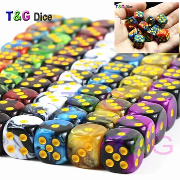 

Set of 10 12mm D6 Gemini Dice Cubes,for Gambling,Boardgame with Golden Standard Dot As Game Accessories for Cube Playing