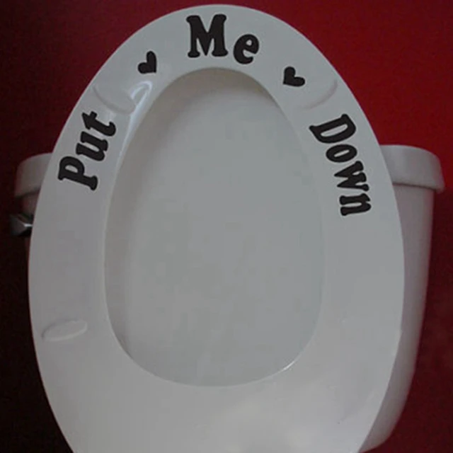 Free shipping Put me down + Flush .. Toilet Seat Sticker , Toilet Seat