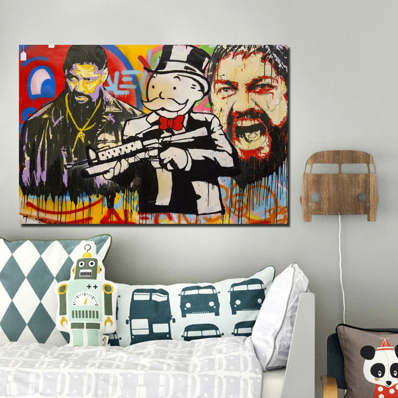 

Denzel Monopoly by Alec Monopoly Canvas Painting Living Room Home Decoration Modern Wall Art Oil Painting Posters Pictures Art