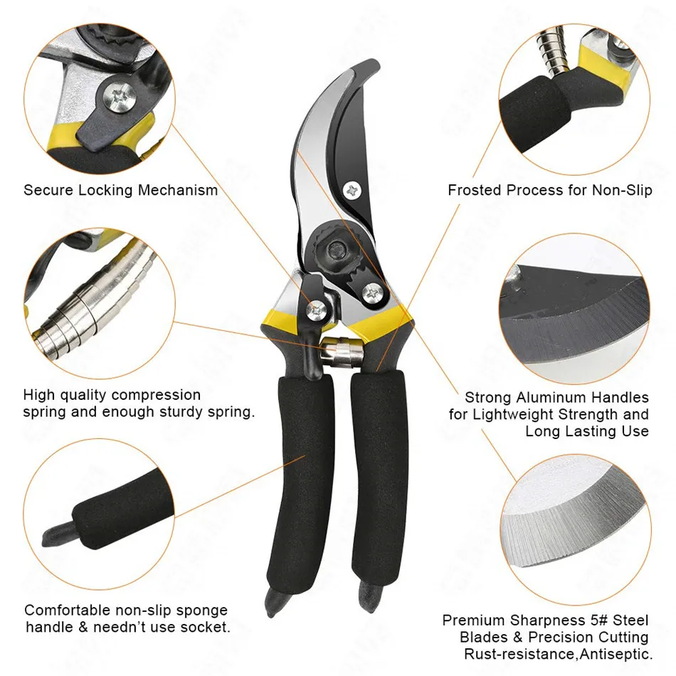 FIRMOR Professional Premium Titanium Bypass Pruning Shears Hand Gardening Plant Scissor Branch Pruner Trimmer Tools FIRMOR Professional Premium Titanium Bypass Pruning Shears Hand Gardening Plant Scissor Branch Pruner Trimmer Tools