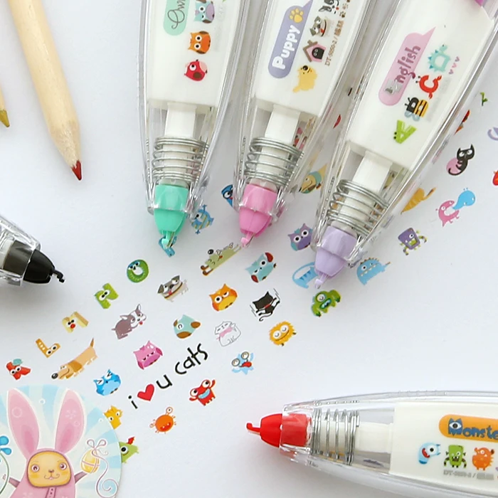 

Cute Kawaii Animals Press Type DIY Decorative Correction Tape Diary Stationery School Supplies