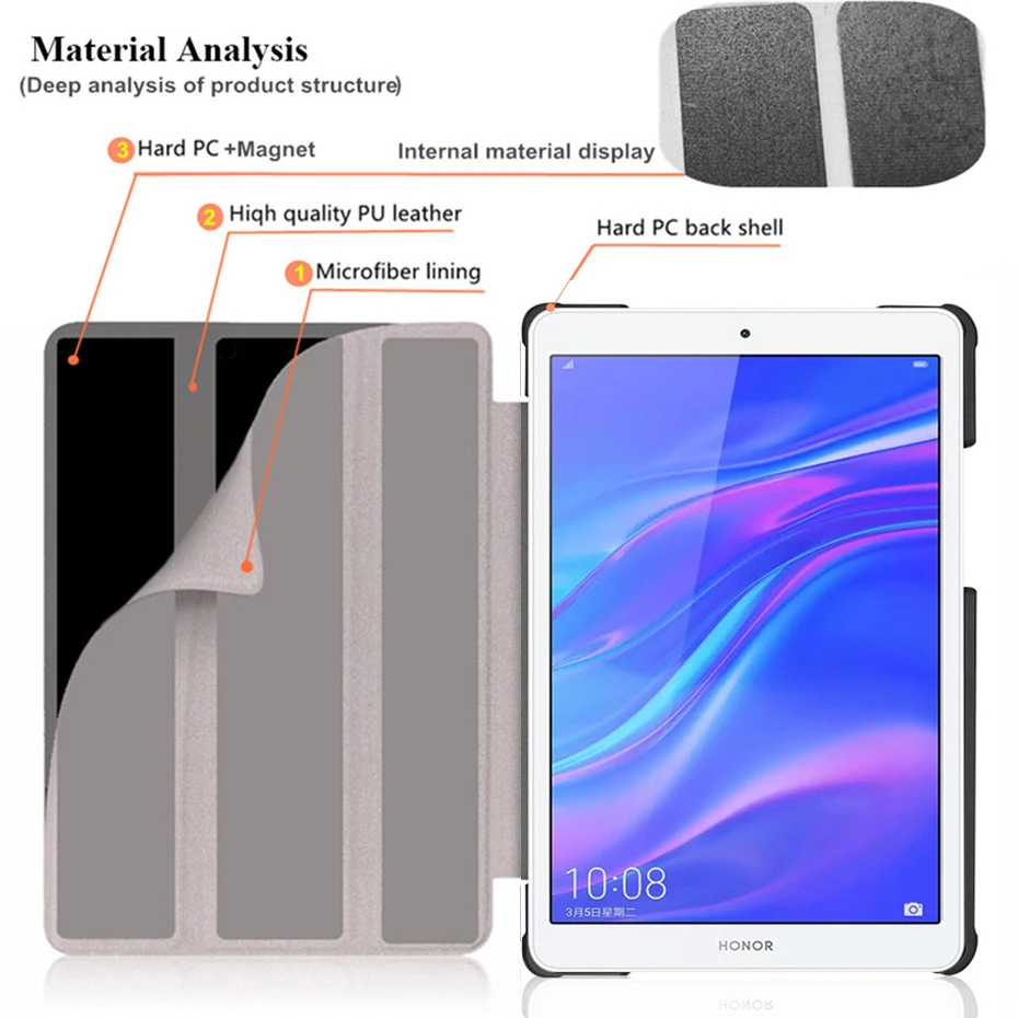 Чехол для Huawei MediaPad T5 8 0 трехскладной чехол с подставкой Honor Play Pad 5 + igift|Чехлы