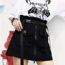 Уличные инструменты мода молния цельная лента полудлина юбки красивые женщины локомотив ягодицы короткая юбка