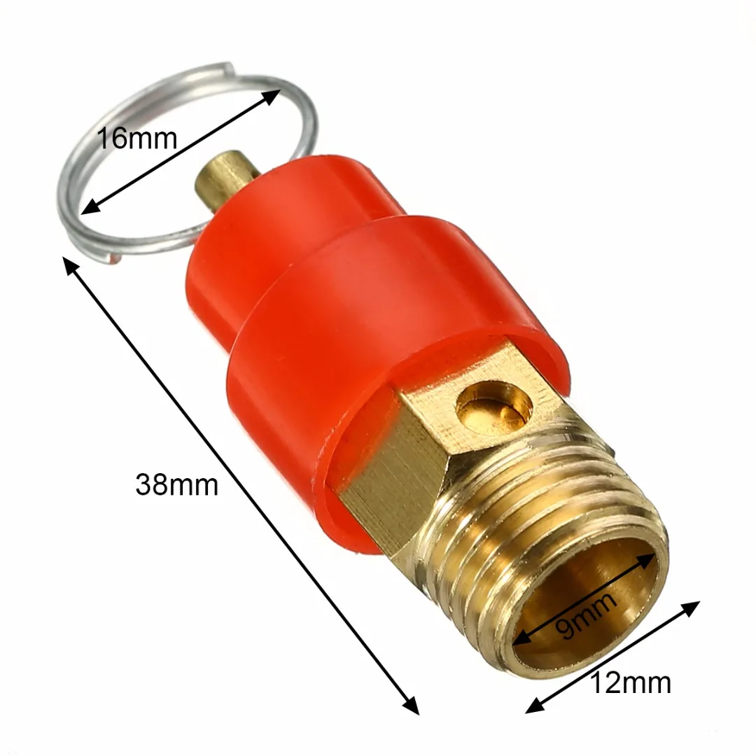 1/4'' BSP Brass Pressure Release Valve Regulator 120PSI Air Compressor Safety Relief Valve 9mm Diameter