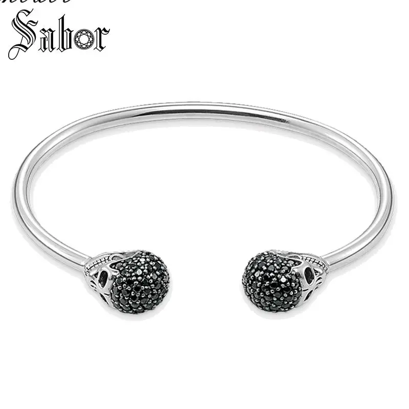 

Bracelets Bangles Skull Pave 925 Sterling Silver Fashion Heart Jewelry For Women Female Rebel Punk Fine Gift thomas