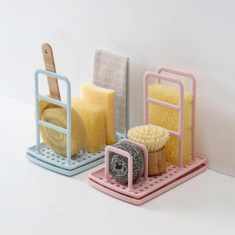 

Towel Sponge Storage Rack Kitchen Multifunctional Soap Drain Holder Storage Organizers Stands Shelf Hanging Bathroom Hanger