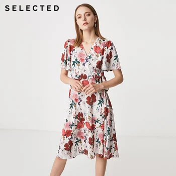 

SELECTED V Neckline Printed Lace-up Midi Dress S|41922J547