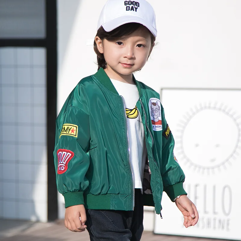 

Children's clothing spring and autumn new casual jacket 2019 cotton baby solid color embroidery zipper coat boy clothes