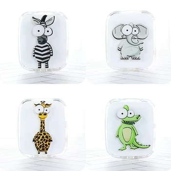 

Female Cute Contact Lens Case Cartoon Animal with Mirror Eye Care Kit Contact Lenses Box