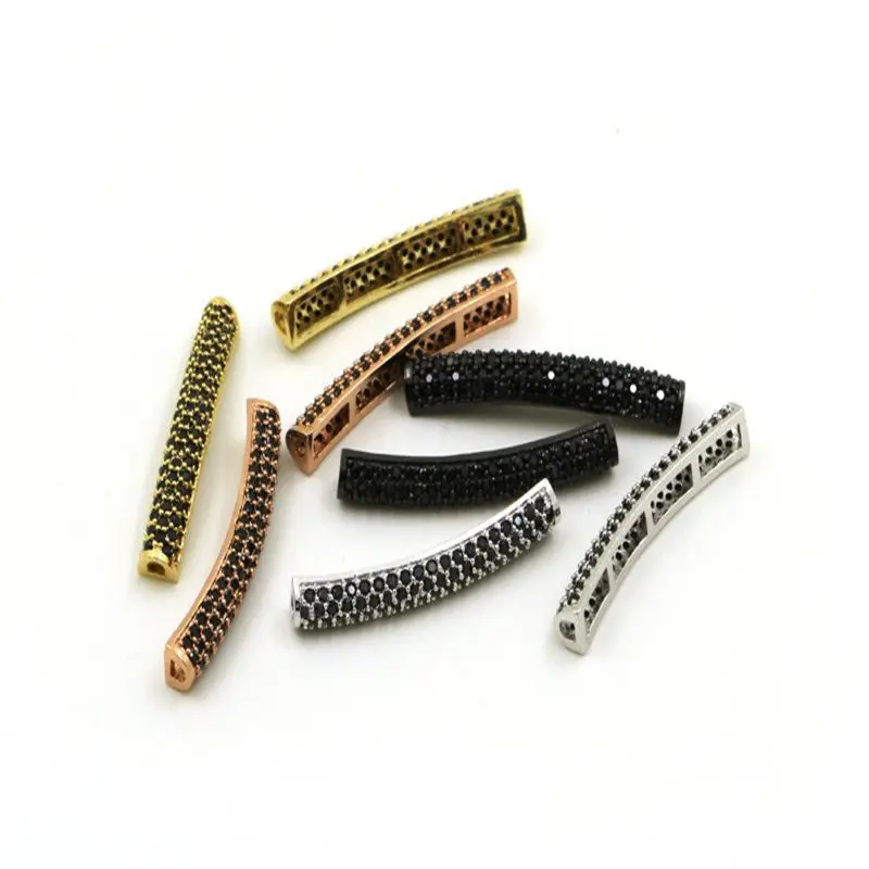 

Black Nami Micro Half Full Pave Tube /Spacer tube shape tube/Jewlery supplies making bracelet