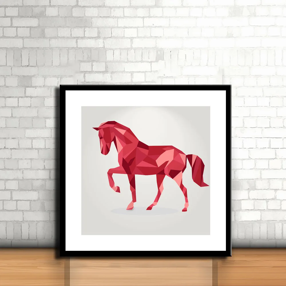 

Geometric Horse Canvas Art Print Painting Poster Wall Pictures For Living Room Home Decoration, Home Decor Unframed LZ413