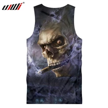UJWI человек хип хоп модный бренд спандекс майка 3D печатных смог футболка с черепом Мужская Готический полиэстер большой размер